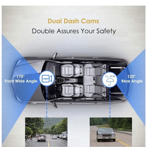 Dual Dash Cam 4” Touch Screen Full HD 1080P W/ Backup Camera & Night Vision New - Picture 4 of 6